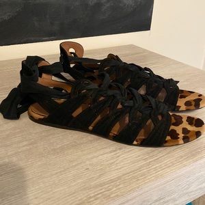 Alaia authentic black suede and fabric strappy gladiator sandal.  SALE!